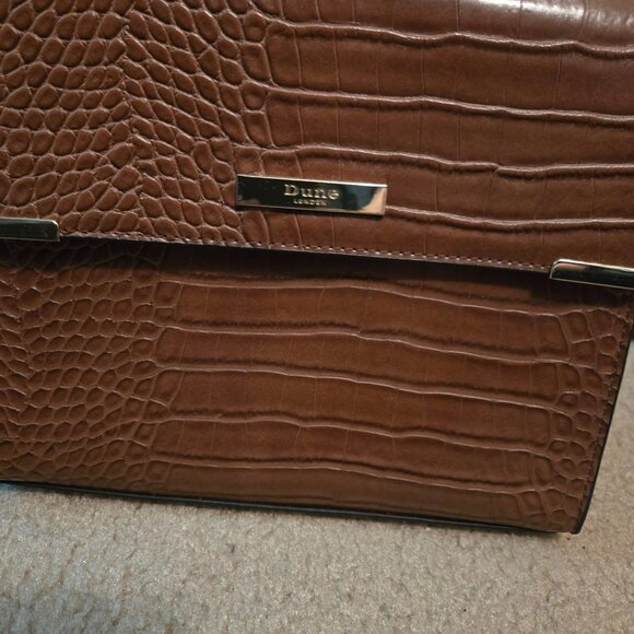 Dune London Brown Faux Croc Embossed Crossbody Purse - Picture 3 of 11